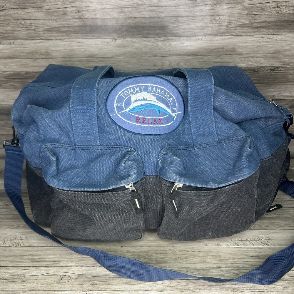 Tommy Bahama Canvas Duffle Relax Patch Coastal Nautical Travel Resort